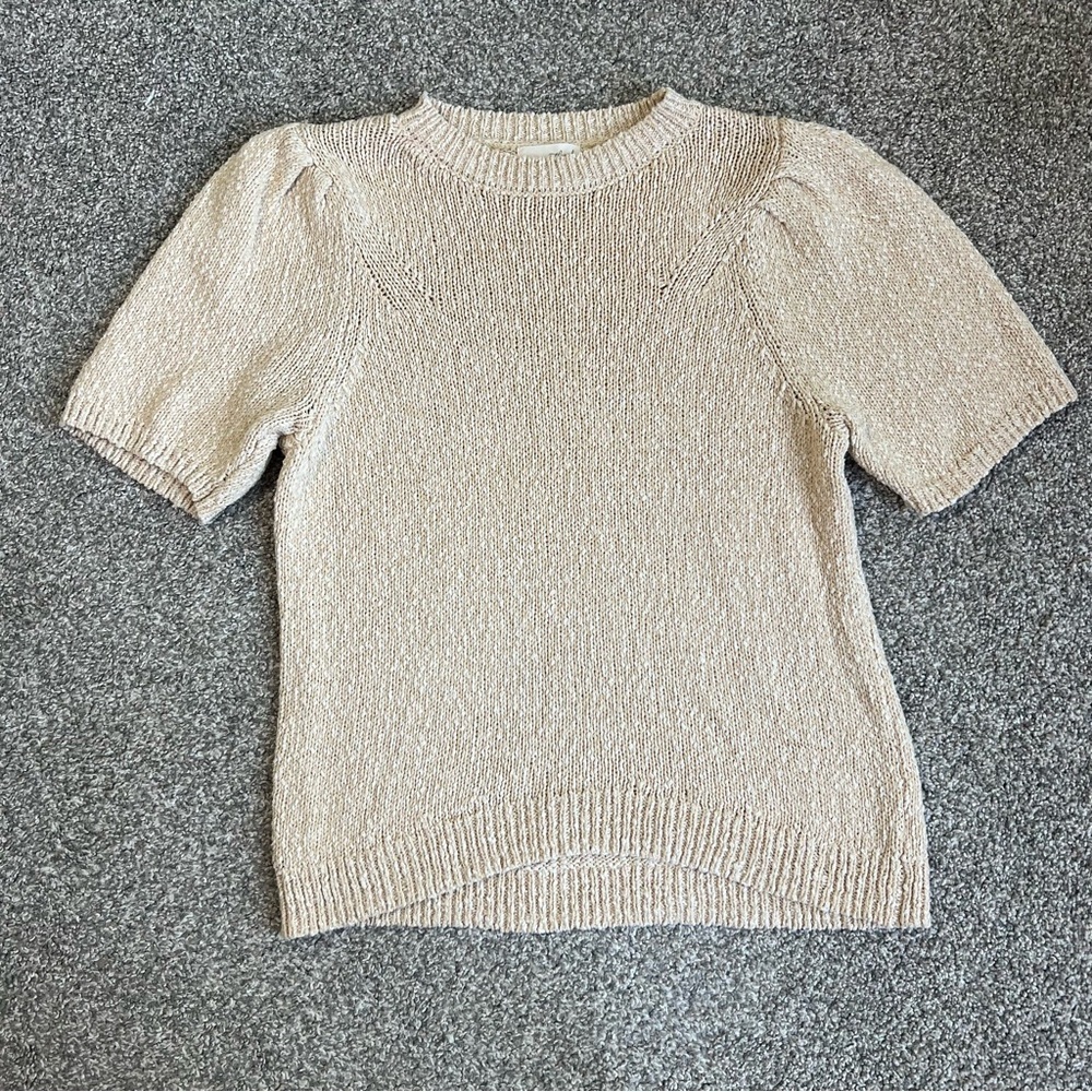 Universal Thread Cream Chunky Knit Puff‎ Sleeve Sweater Shirt, Size Small